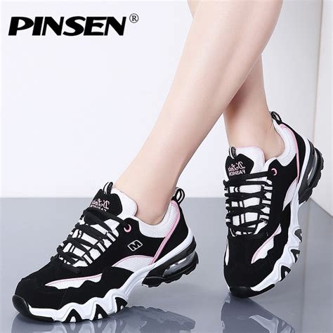 Pinsen New 2020 Fashion Sneakers Women Breathable Mesh Casual Shoes
