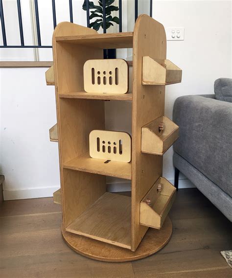 Swivel Bookcase Rotating Bookshelf Plywood Storage Suitable Etsy