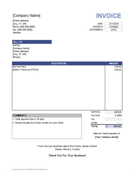 Service Invoice Templates 10 Free Word Excel And Pdf Samples Formats