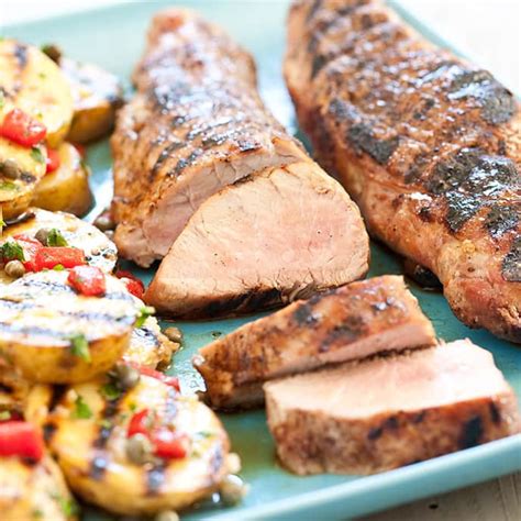 Arrange green beans down the center of the baking sheet as pictured, some will overlap. Grilled Pork Tenderloin and Garlicky Potato Salad | Cook's ...