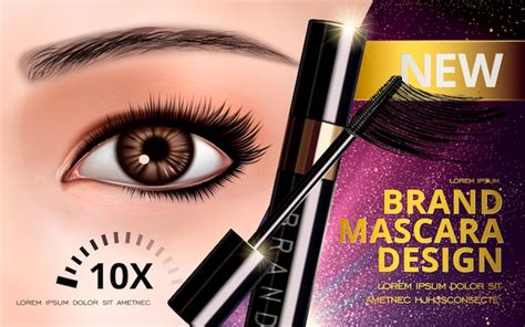 Premium Vector Mascara Design Card With Bright Eye And Eyelash