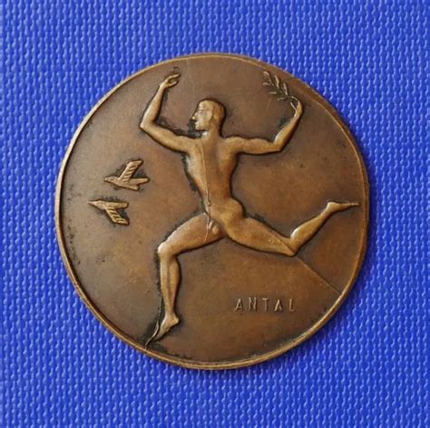Ww Era Nude Muscular Athlete Art Deco Bronz Medal Sign Antal Picclick Uk