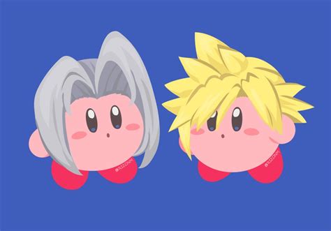 Cloud Strife Kirby And Sephiroth Final Fantasy And 3 More Drawn By