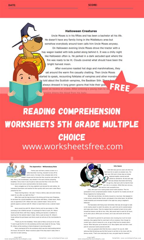 All the passages are aligned to curriculum standards to make them very easier to use. reading comprehension worksheets 5th grade multiple choice ...