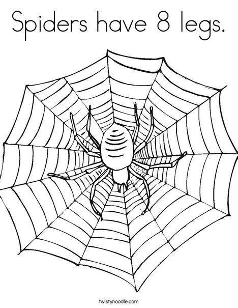 Spider in the center of web coloring page halloween this spider in the center of a web coloring page features a picture of a spider in the center of a web to color for halloween. Spiders have 8 legs Coloring Page - Twisty Noodle