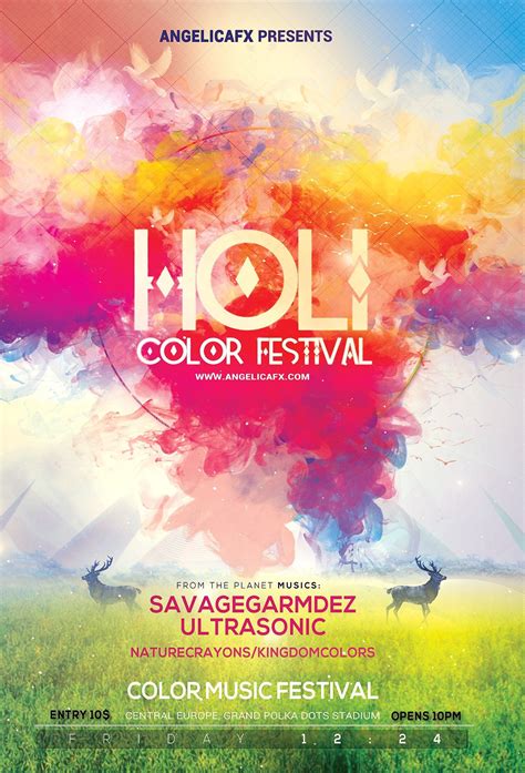 Holi Color Festival Poster Template Color Festival Festival Posters