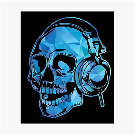 Colorful Skull Dj Headphones Music Rave T Photographic Print For