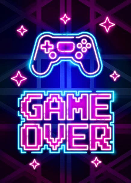 Game Over Quote Neon Art Poster By Vector Heroes Displate Neon