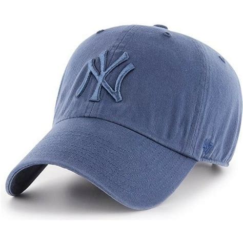 47 Brand Curved Brim Blaues Logo New York Yankees Mlb Clean Up Cap Blau