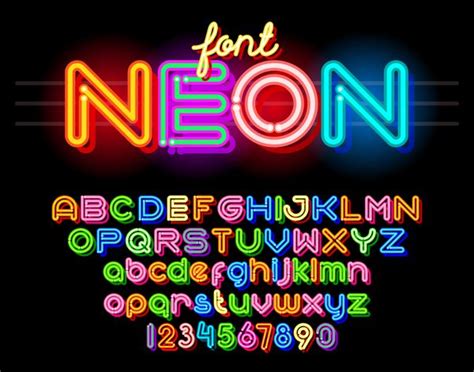 Neon Font Colorful Vector Neon Lettering Alphabet Fonts Graffiti