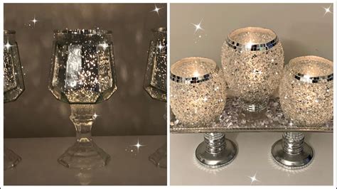 2 Dollar Tree Glam Candle Holders Diys 3 Pc Crushed Glass Candle