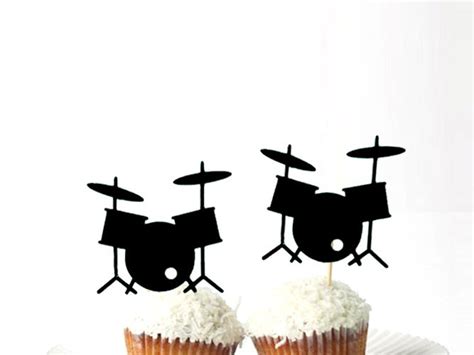 Set Of 24pcs Drum Cupcake Toppers Etsy