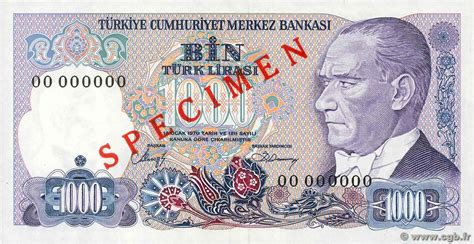 1000 Lira Spécimen Turquie 1981 P196s 4370410 Billets
