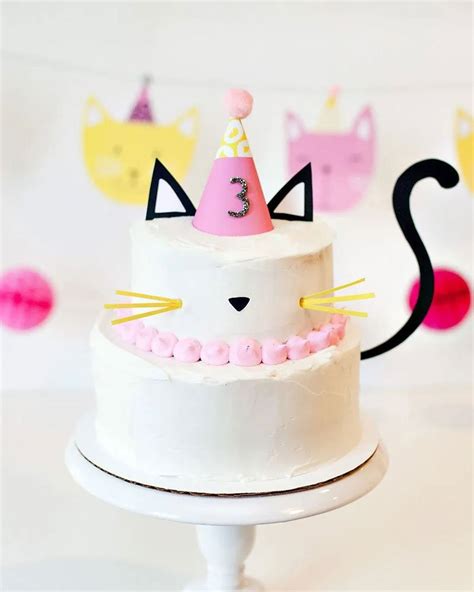 Modern Kitty Cat Birthday Cake Tutorial Hostess With The Mostess
