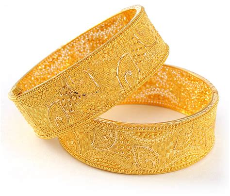 22kt Gold Jewelry Kadas 2 Pcs Baka4115 22kt Gold Wide Bangles