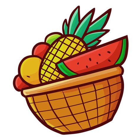 Best Cartoon Of Exotic Fruit Basket Illustrations Royalty Free Vector