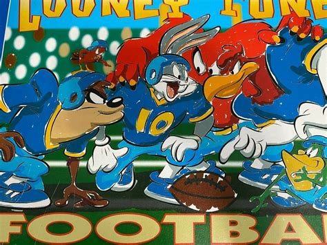 Vintage Looney Tunes Football Cartoon Classic Metal Sign Bugs Bunny Taz