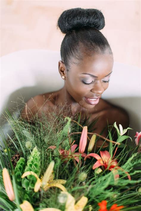 Woman Bathing Tub Full Foam Beautiful African American Bride Decorated