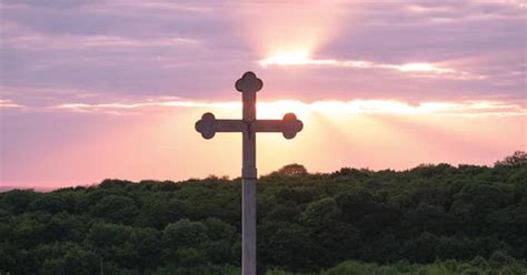 Timelapse Cross Worship Christian With Clouds Moving While Twilight Sky