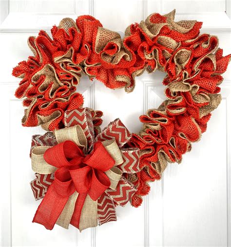 Valentine Heart Burlap Wreath Heart Burlap Wreath Heart Wreath Red