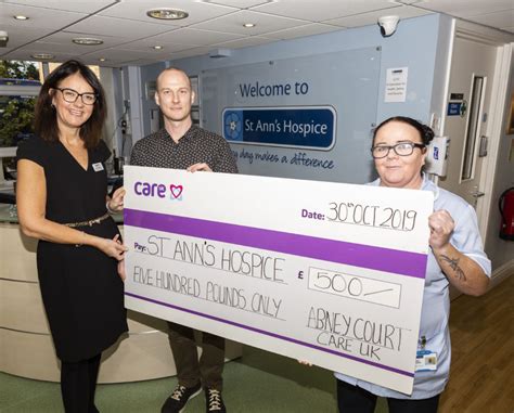 Cheadle Care Home Donates To St Anns St Anns Hospice