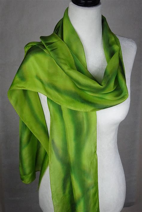 Hand Painted Silk Scarf Lime Silk Scarf Handpainted Olive Etsy Canada