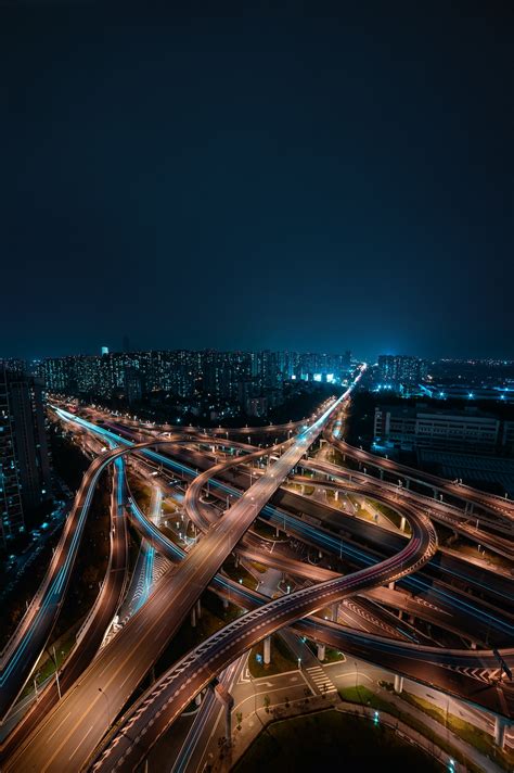 Time Lapse Photography Of City Lights During Night Time Photo Free