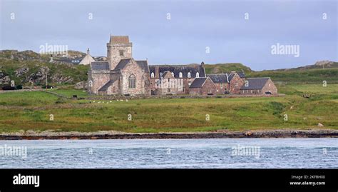 Iona Abbey As It Appears From Sound Of Iona Iona Hebrides Inner