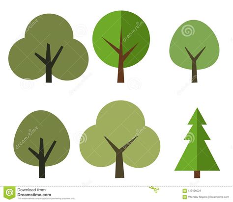 A Set Of Trees In The Style Of Flat Design Stock Vector - Illustration of background ...