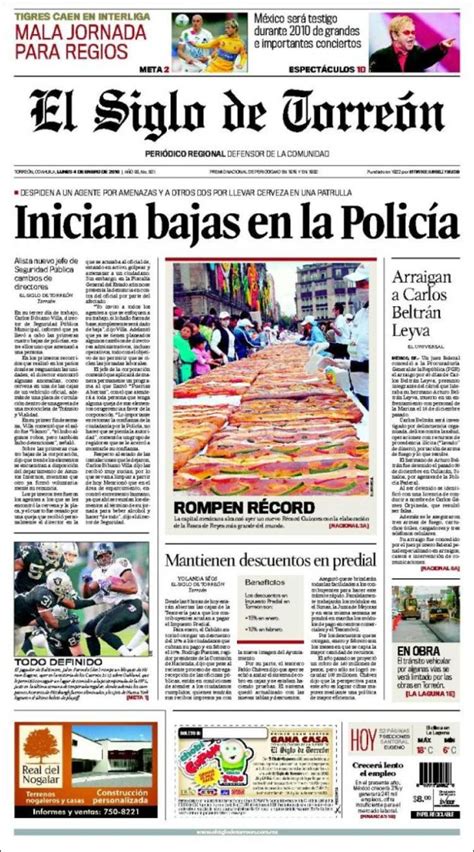 Periódico El Siglo De Torreon México Periódicos De México Edición