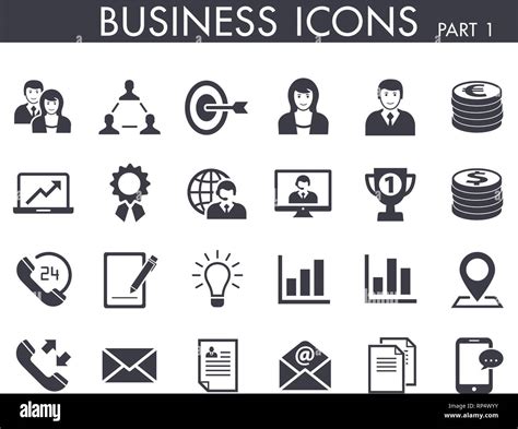 24 Different Business And Office Symbol Icons Stock Vector Image And Art