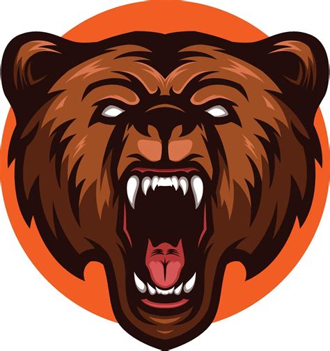 Illustration Of Angry Brown Bear Grizzly Head Mascot 2293742 Vector Art