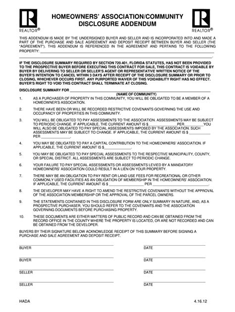Hoa Disclosure Form Fill Out And Sign Printable Pdf Template