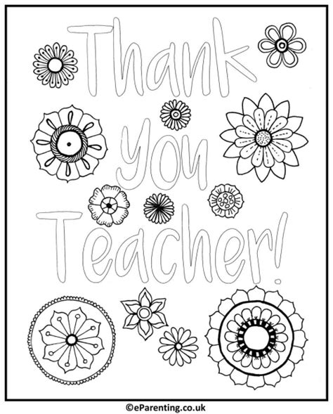 Thank You Teacher Appreciation Coloring Pages Thekidsworksheet