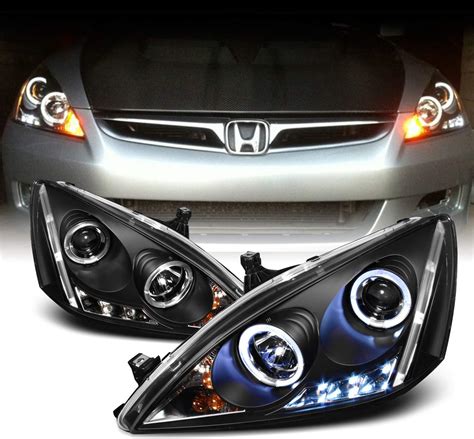 Akkon For Honda Accord Black Bezel Dual Halo Ring Drl Led