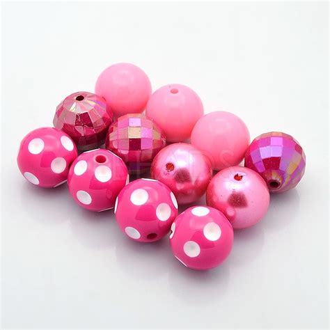 Round Chunky Bubblegum Acrylic Beads Imitation Pearl And Ab Color