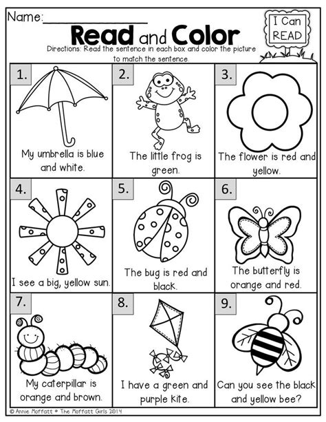 Colour Dictation Kindergarten Reading School Reading Spring Math