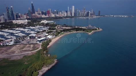 Aerial Shoreline View Of Lake Michigan In Chicago Illinois Stock Photo