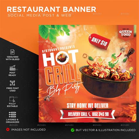 Restaurant Banner Template Web Elements Graphicriver
