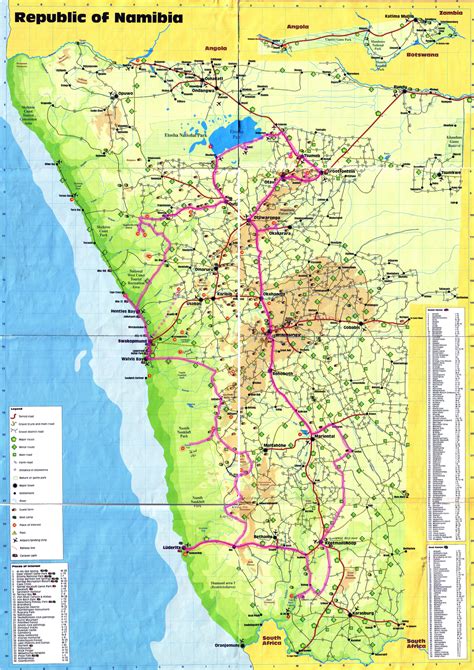 Large detailed travel map of Namibia. Namibia large detailed travel map | Vidiani.com | Maps of ...