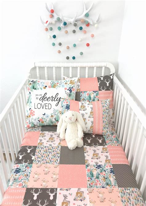 Woodland Baby Girl Blanket Deer Crib Bedding Nursery Decor Etsy
