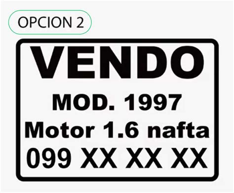 Cartel Se Vende Para Auto En Vinilo Adhesivo En Mercado Libre