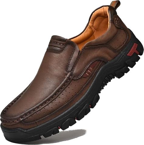 Venshine Mens Walking Shoes Leather Lightweight Breathable Casual Slip