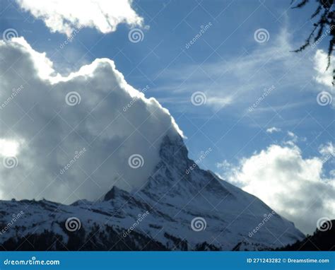 Matterhorn Mountain Covered By Clouds Zermatt Stock Photo Image Of