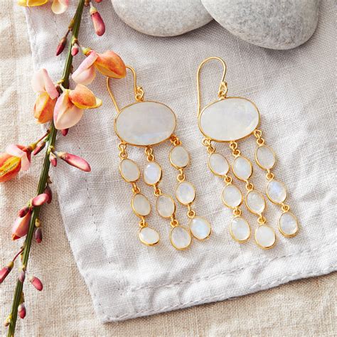 Ruby Jellyfish Gold Plated Silver Chandelier Earrings By Rochejewels