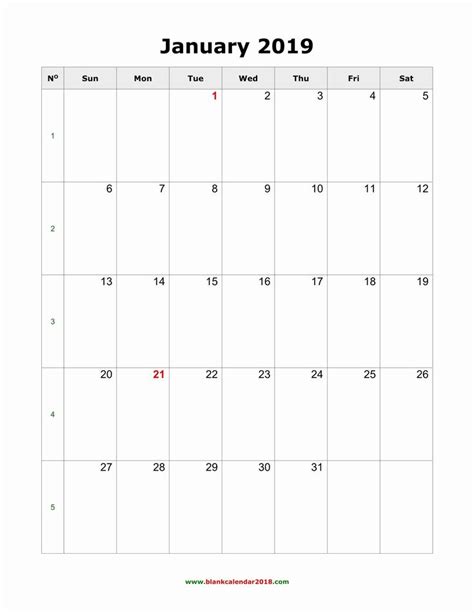 Monthly Calendar Template 2019 Unique Blank Calendar 2019 Monthly