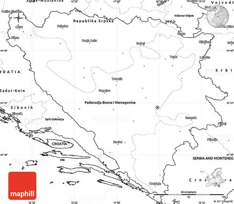 Blank Simple Map Of Bosnia And Herzegovina