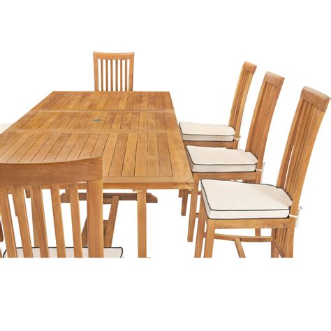 9 Piece Teak Wood Balero Outdoor Patio Dining Set Including Rectangula