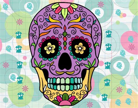 Disegno di teschio messicano semplice da colorare disegni. Disegno Teschio messicano colorato da Siso il 18 di ...