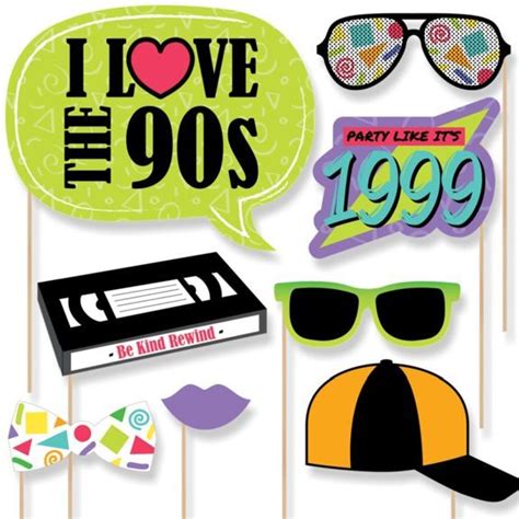 90s Throwback 90s Party Photo Booth Props Kit 20 Count Party